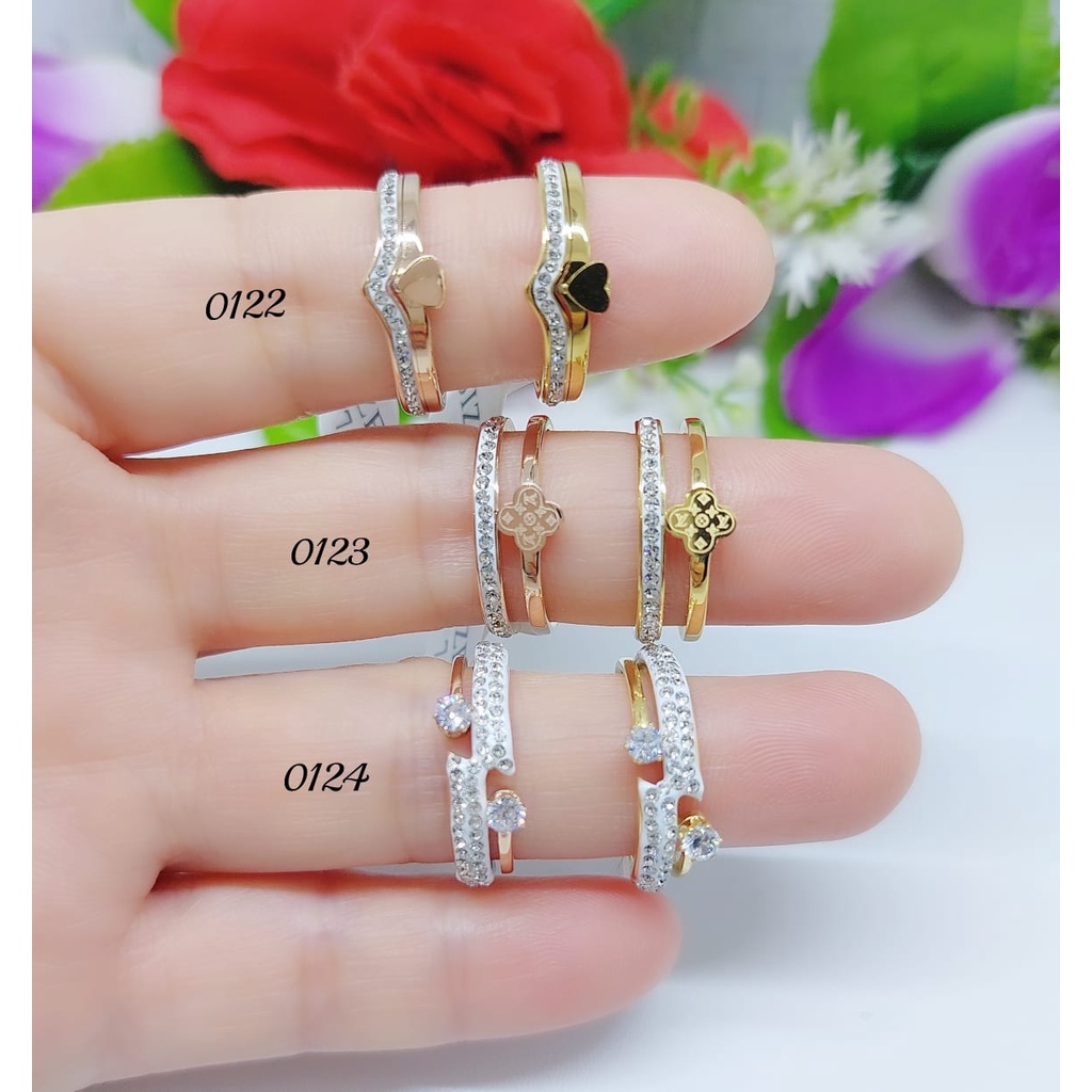 Cincin titanium permata lapis emas 0122-0124