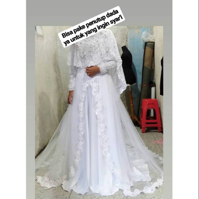 Gaun pengantin , gaun pengantin syari'i , gaun pengantin 2in1