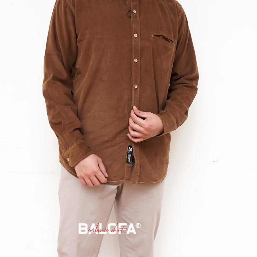Paling Laris!!Kemeja Polos Pria Kerah Shanghai Kemko Lengan Panjang Corduroy Balofa Fashion Murah