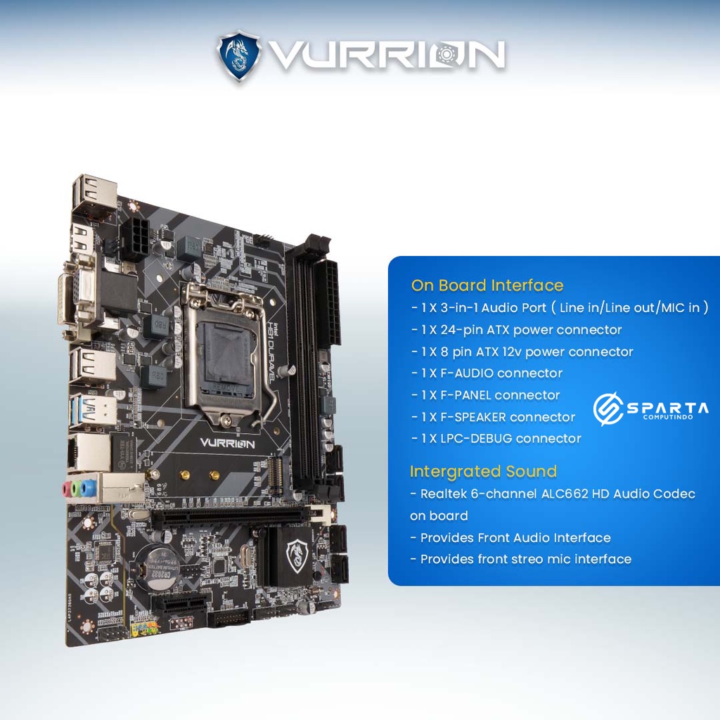 Motherboard Vurrion Duravel H81M SV2 New Garansi Resmi