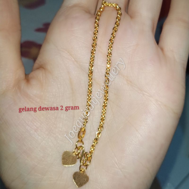 Gelang dewasa emas muda 2  gram panjang 17 -19cm