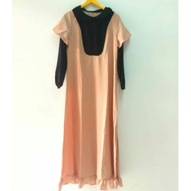 GAMIS SYARI ANNAJAH CAPUCCINO 900GR 110 140 ALLSIZE GAMIS SYARI BUSUI CADAR CREPE HQ POLOS MURAH I.