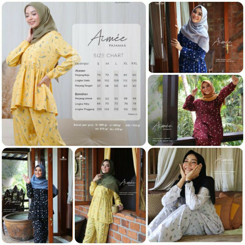 AIMEE PIYAMA/PIJAMA/ BAJU TIDUR MOTIF BAHAN ADEM EKSKLUSIF BY YASMEER