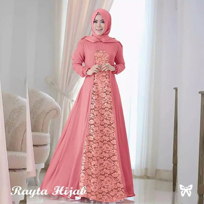 Baju Gamis Syari Muslimah Fashion Muslim Wanita Cewek Modern Terbaru - Maroon  ER-294