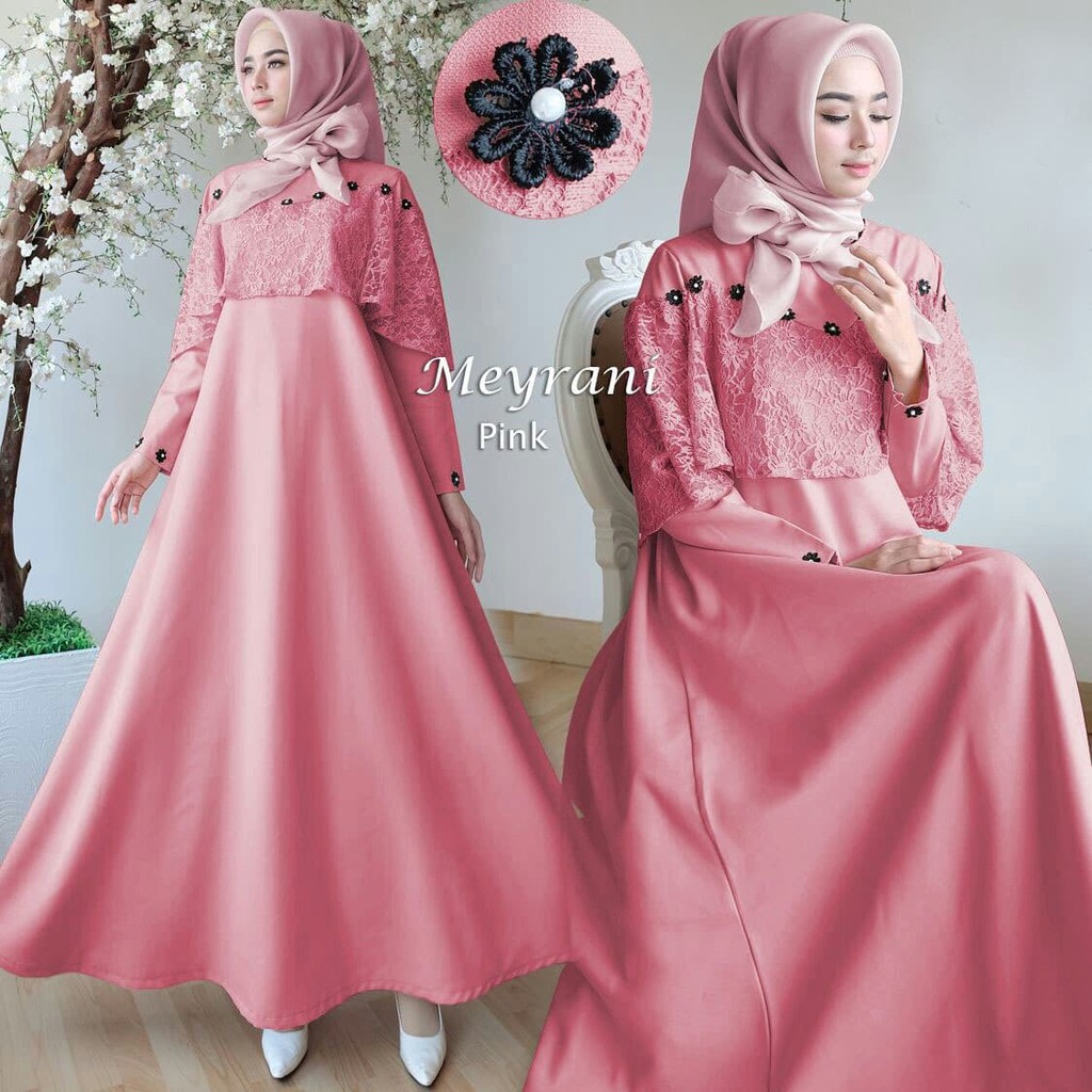 A17 Baju Gamis Pesta Muslim Remaja Wisuda Oktrila Brokat Brukat