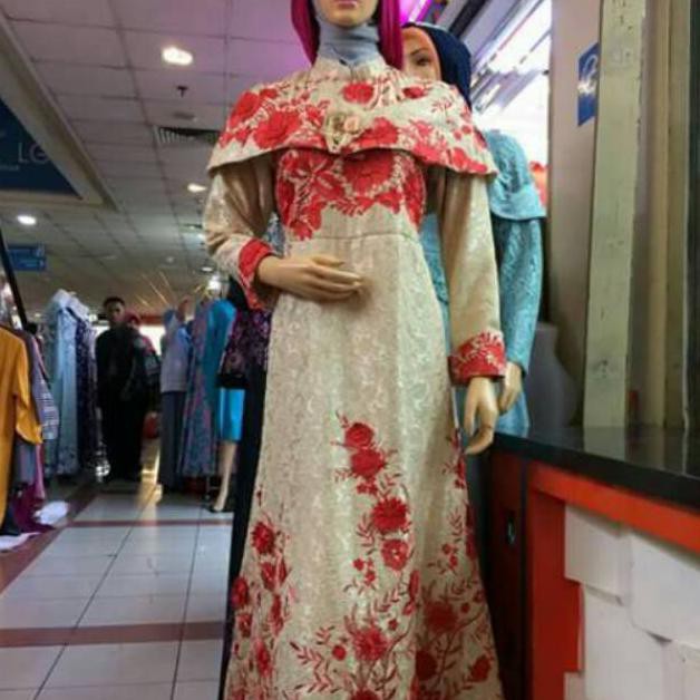 Gamis / gaun brokat bordir timbul