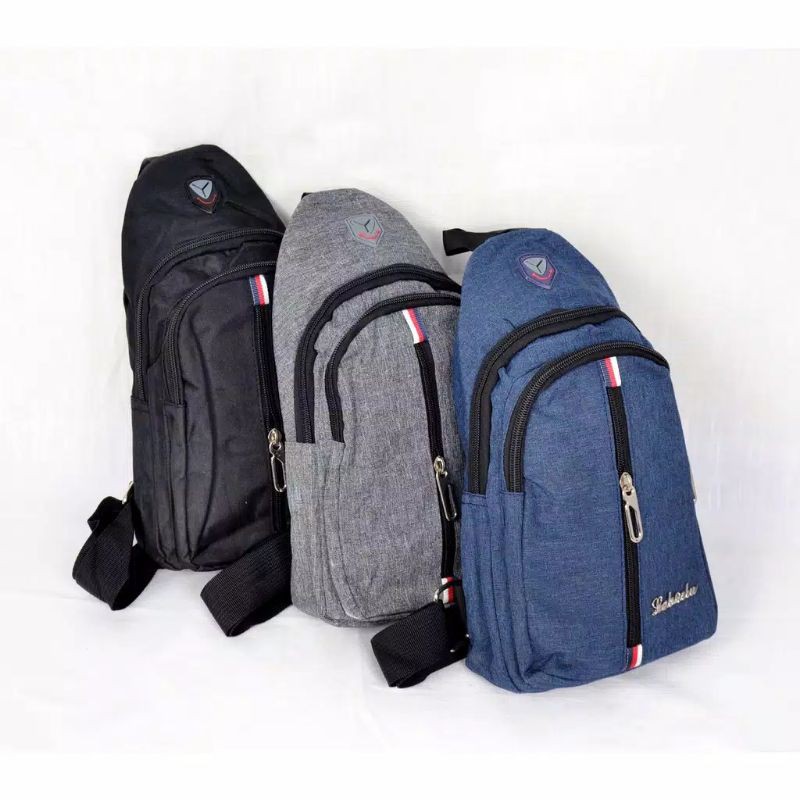 Tas Pria - Tas Selempang Dada Pria Kain Free USBmport 7150-2