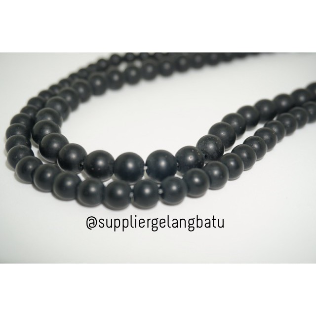 Bahan Gelang Batu Alam Natural Blackstone 8mm dan 10mm Doff