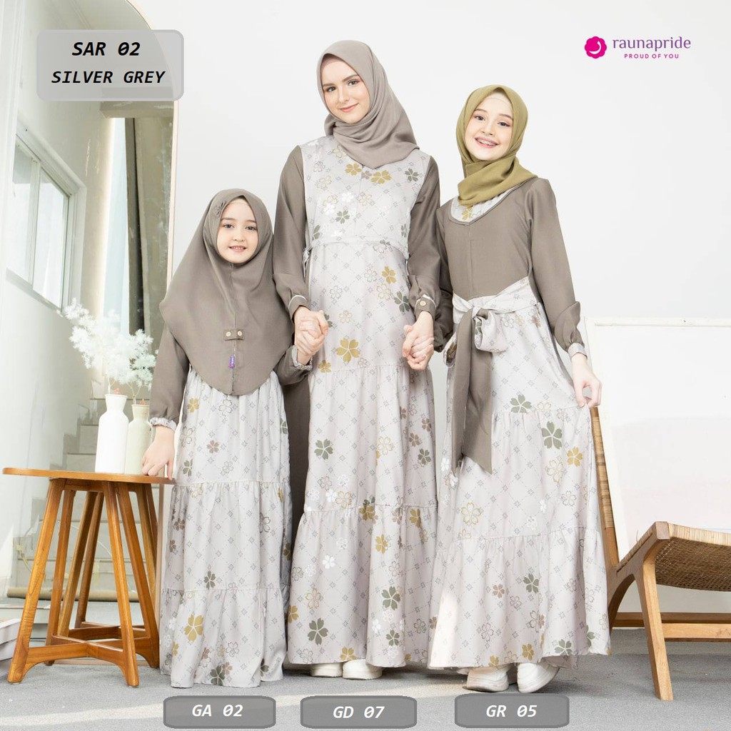 BAJU SARIMBIT KELUARGA PROMO 2022 / BAJU SARIMBIT IBU ANAK RAUNA PRIDE SAR 02 SILVER GREY