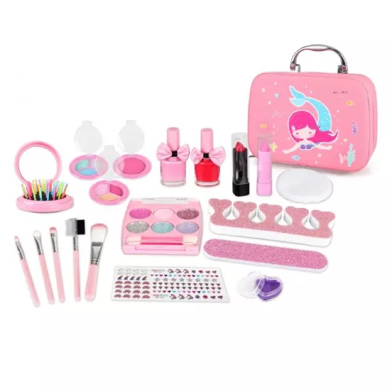 children pretend plays make up kit set mainan make up anak dengan fungsi asli-Pink bag
