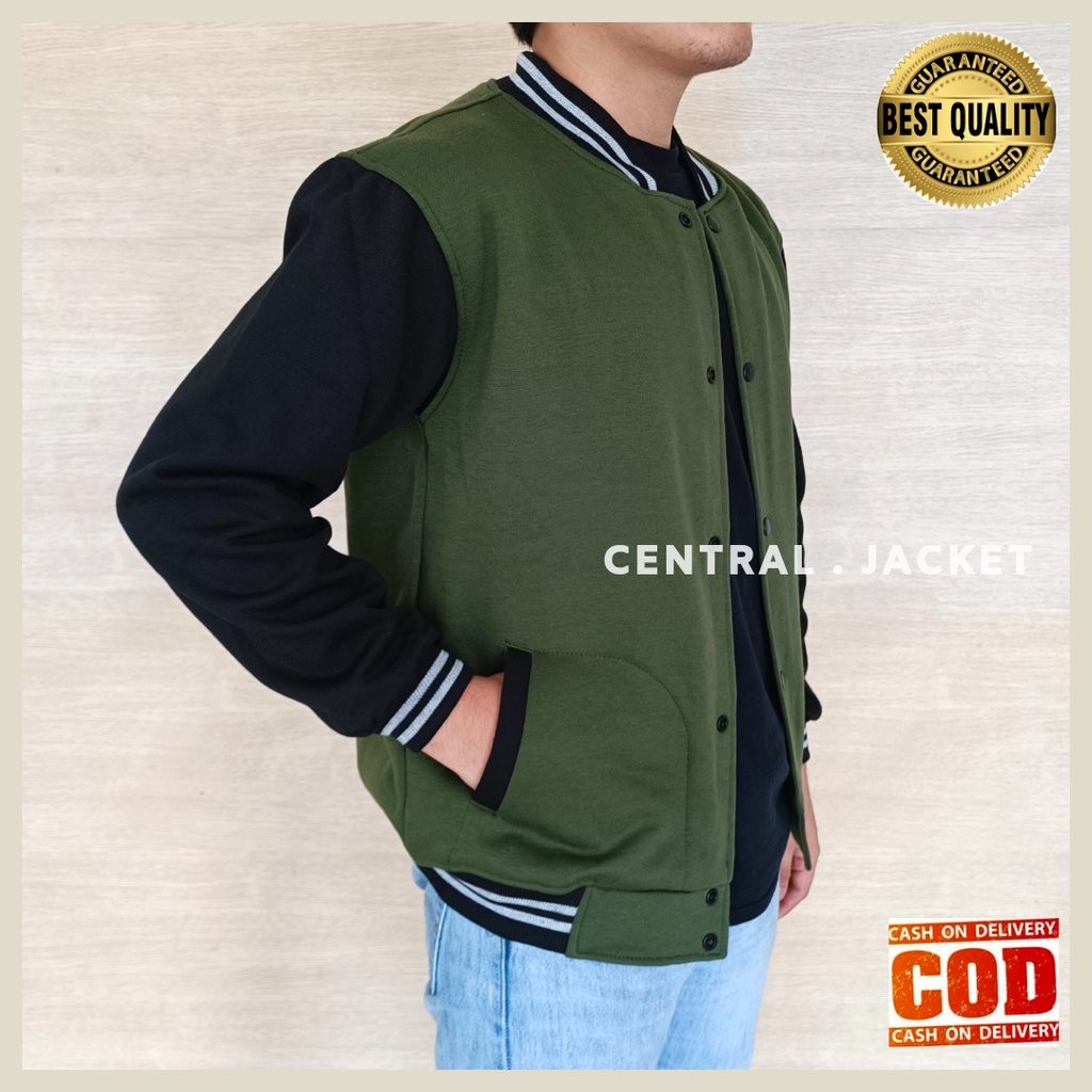 Jacket Varsity Baseball Pria - Baseball Fleece Casual Pria - Jacket Model Polos - Fashion Anak Muda