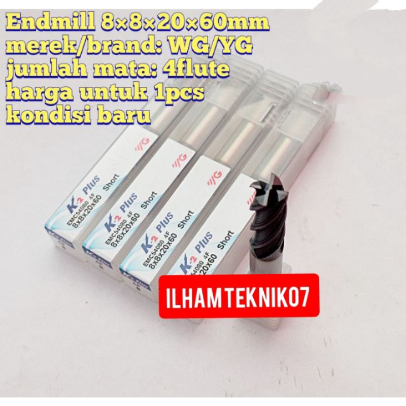 Endmill carbide.mata bor frais.mata milling 8mm 4flute long 60mm carbide WG/YG.baru