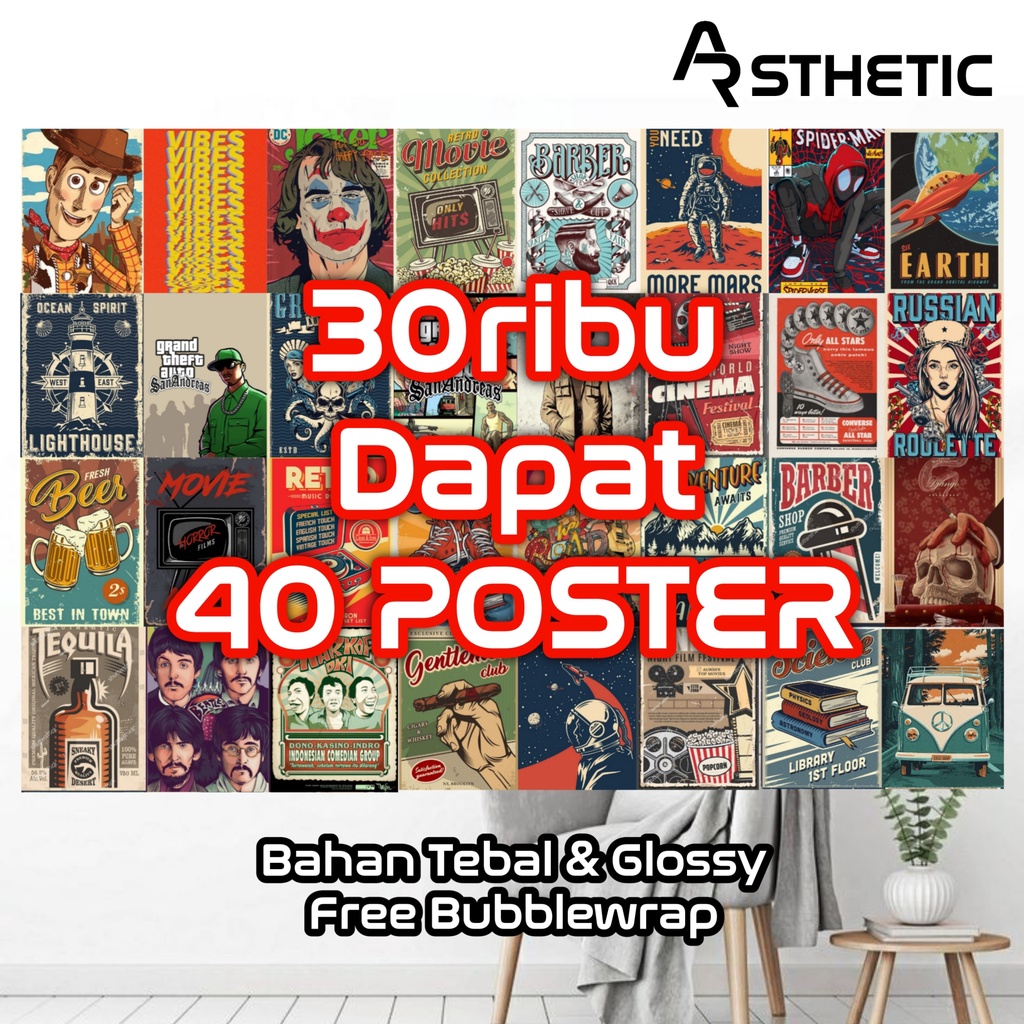 POSTER DINDING AESTHETHIC ISI 40 / Poster dinding aesthetic / poster murah / estetik / art wall cust