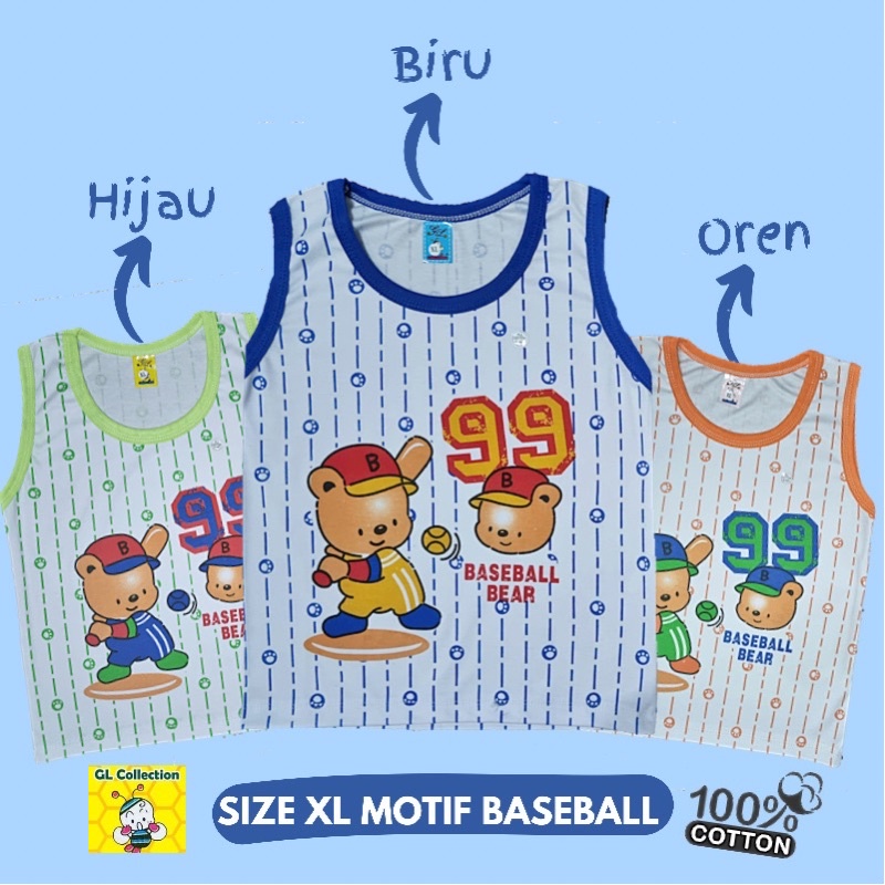 [Bundle Isi 3pcs]Atasan Kaos Kutung Anak 100%Katun Size XL All Size 5-6 Tahun Tayo / Baseball