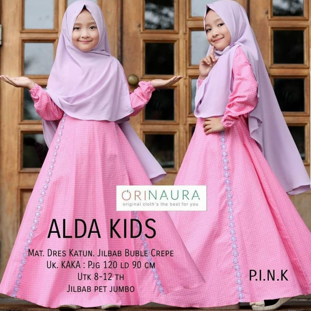 ALDA SYARI KIDS 8-12 Tahun Bahan KATUN Pakaian Muslim Anak Perempuan Baju Anak Terbaru 2020