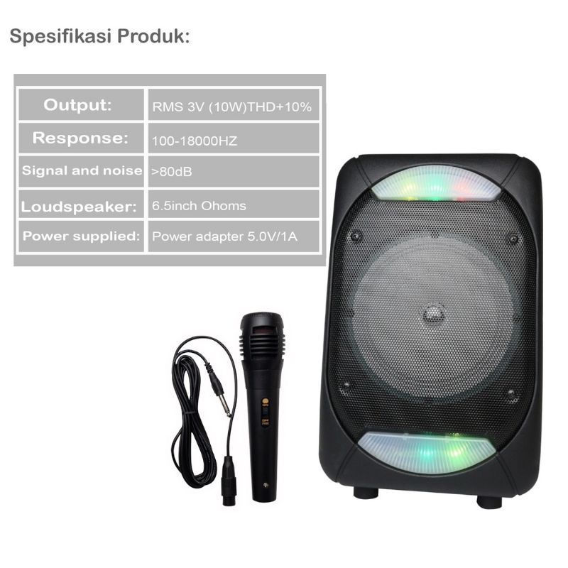 Speaker Bluetooth Plus Mic 6.5 Inchi SQ-658DW /Speaker Salon Aktif Super Bass Plus Mic Karaoke Salon Aktif Suara Ngebas