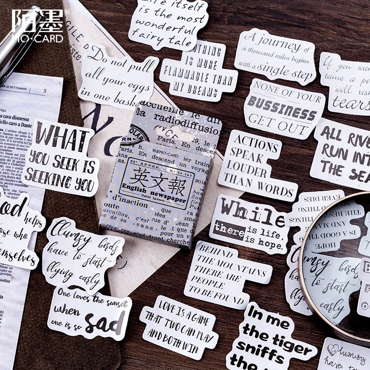 

46Pcs Stiker Desain Koran Inggris untuk Scrapbook DIY