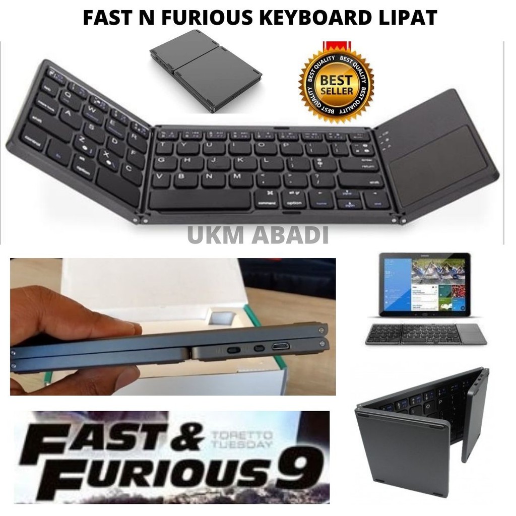 Fast n Furious Keyboard Lipat Bluetooth Touchpad Magnetic Fold 111130