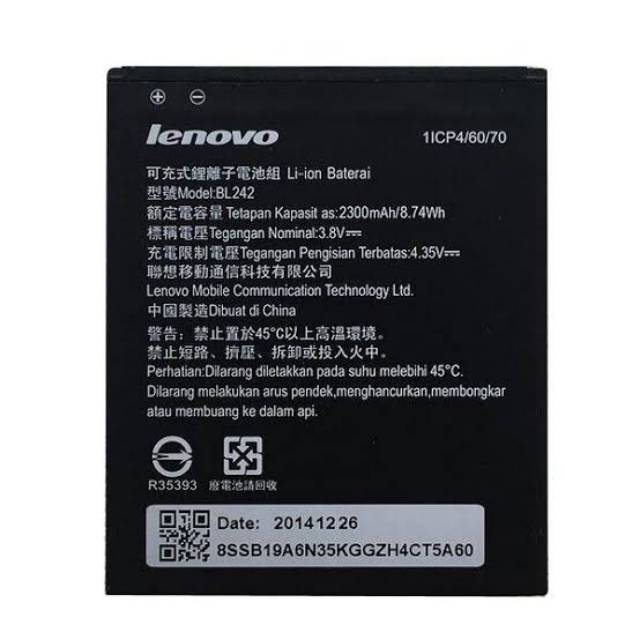 BATERAI BATTERY BATRE LENOVO A6000 A6000+ BL242 ORIGINAL 100%