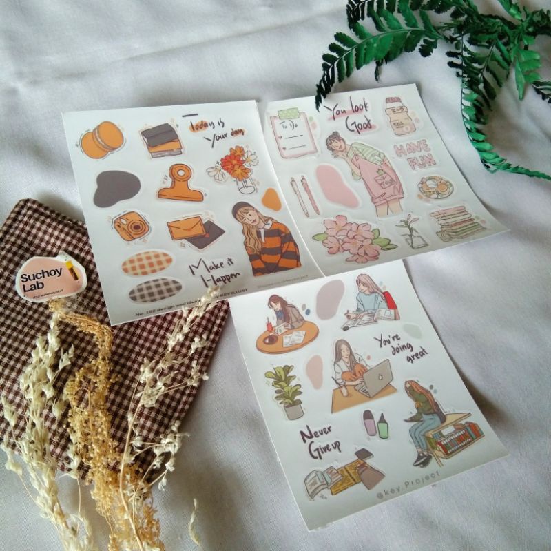 

Stiker Set Journaling - Korean girl stiker - Stiker Korea aesthetic
