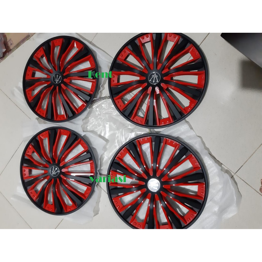 Cover dop Velg 13&amp;14 Merah komb Hitam Mobil Universal