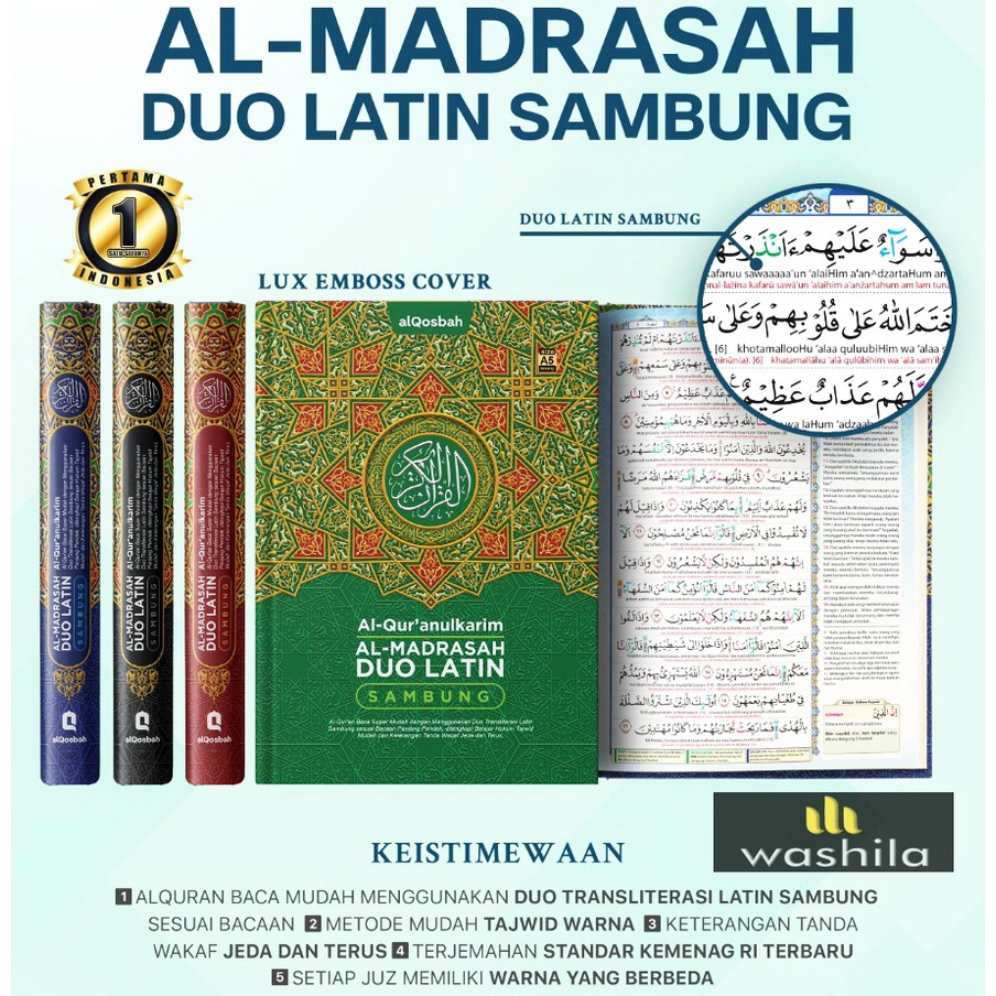 Jual Al Quran DUO LATIN Sambung A4 Ukuran Besar Al Qosbah AL MADRASAH ...