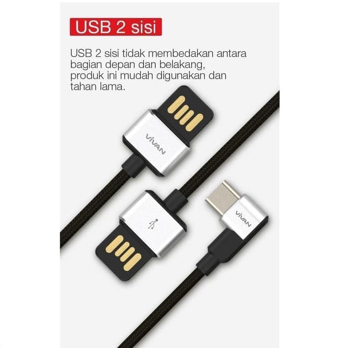 Kabel Data GAMING VIVAN Android Type C USB 1M ORI Fast Charging BWM100   Grosir