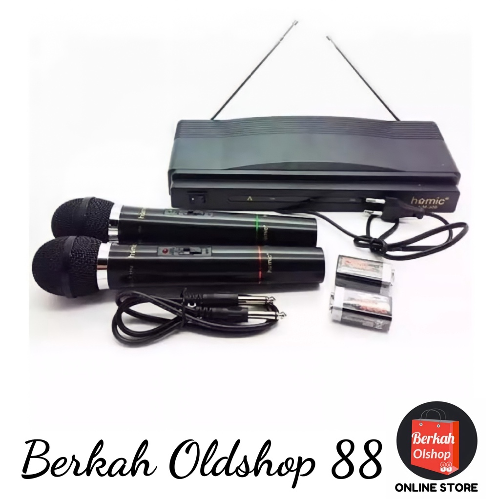 Berkah Oldshop 88 - Mic Wireless Homic HM-306 Microphone Double Mik