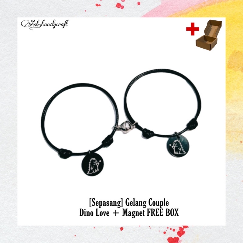 ASB - [Sepasang] Gelang Couple Dino Love + Magnet FREE BOX