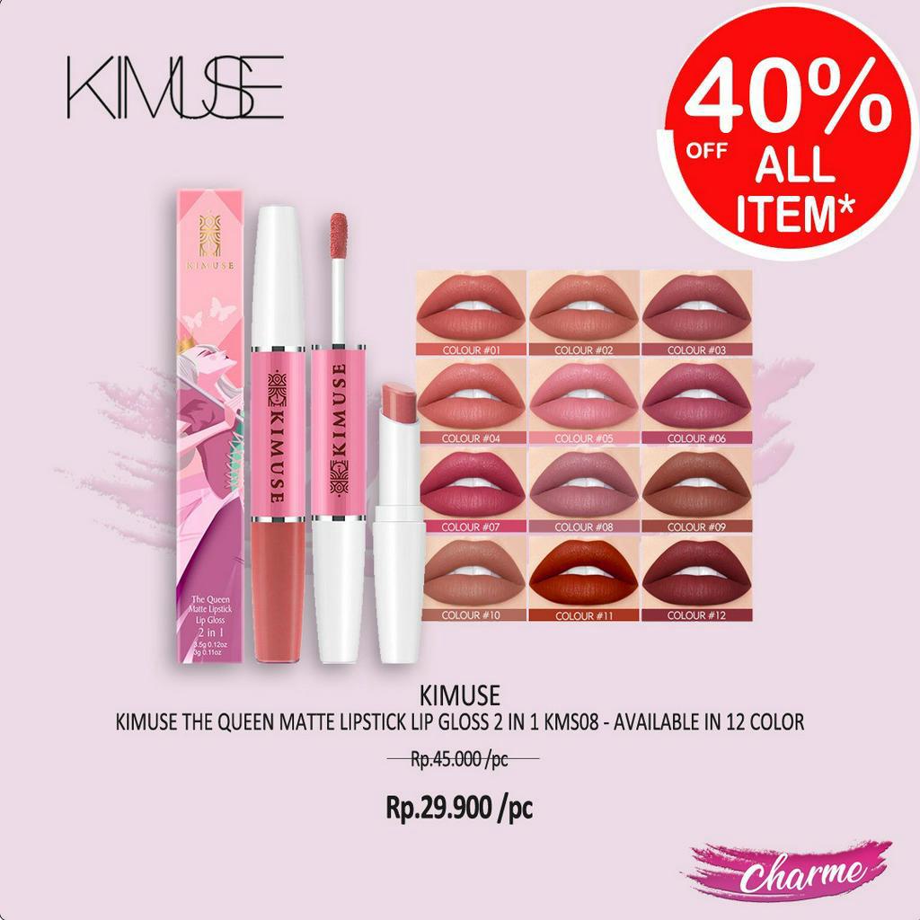 (READY &amp; ORI) Kimuse The Queen The Queen Matte Lipstick Lip Gloss 2in1 KMS808