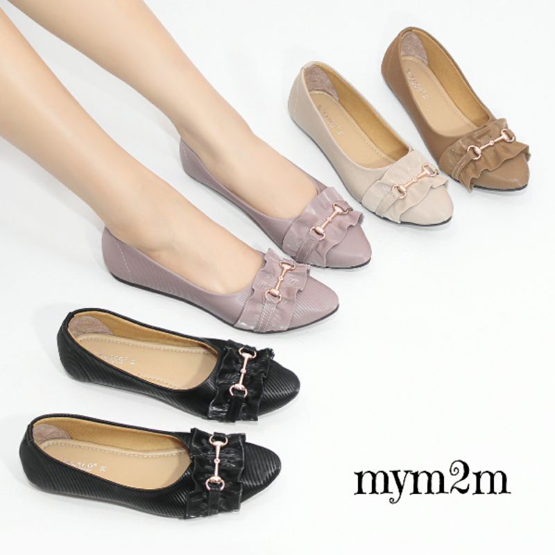 Mym2m Vaselina Sepatu Flat Wanita Balet Flatshoes Sol karet