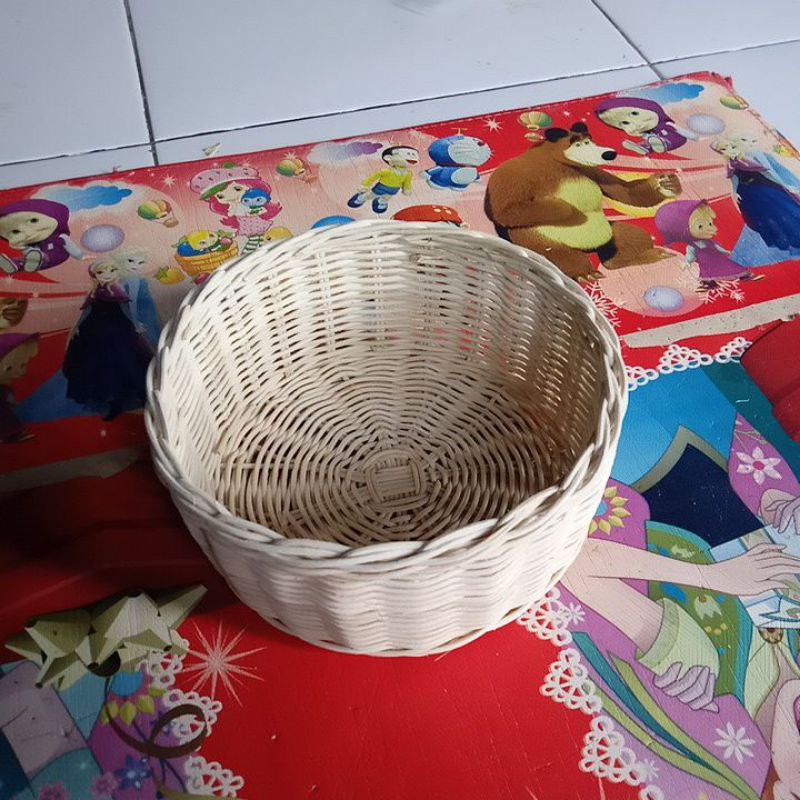 keranjang rotan diameter 20 cm full rotan halus