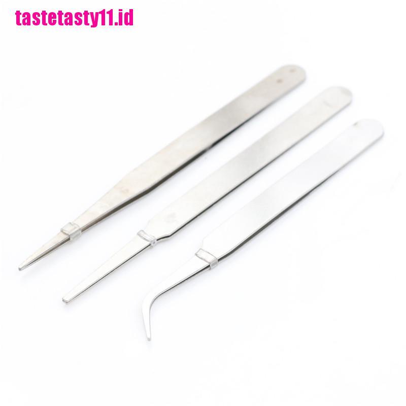 3pcs / set Pinset Presisi Bahan Stainless Steel Untuk Alat Perbaikan Perakitan