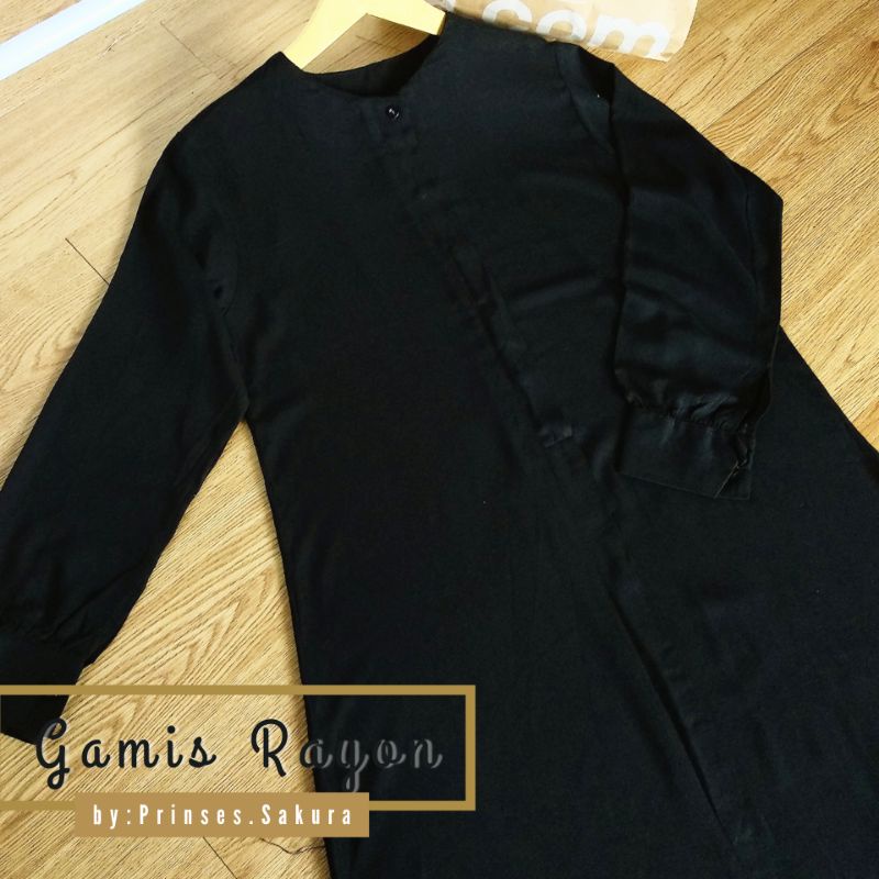 Gamis set katun rayon + french khimar HITAM