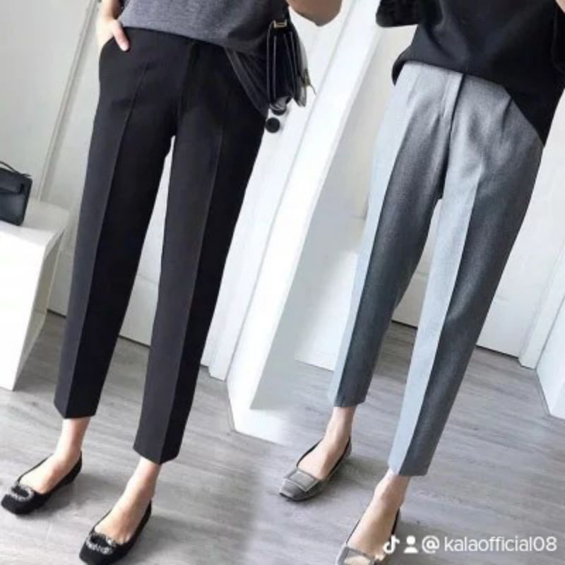 CELANA KANTOR FORMAL KERJA WANITA SLIMFIT BAHAN DASAR KAIN &amp; KAOS RIB OSES