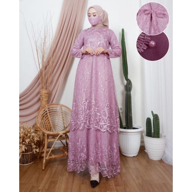 DRESS BUSUI| GAMIS TILE TINGKAT BUSUI| GAMIS PESTA MEWAH| GAMIS| GAMIS TILE| GAMIS KONDANGAN| BY BK