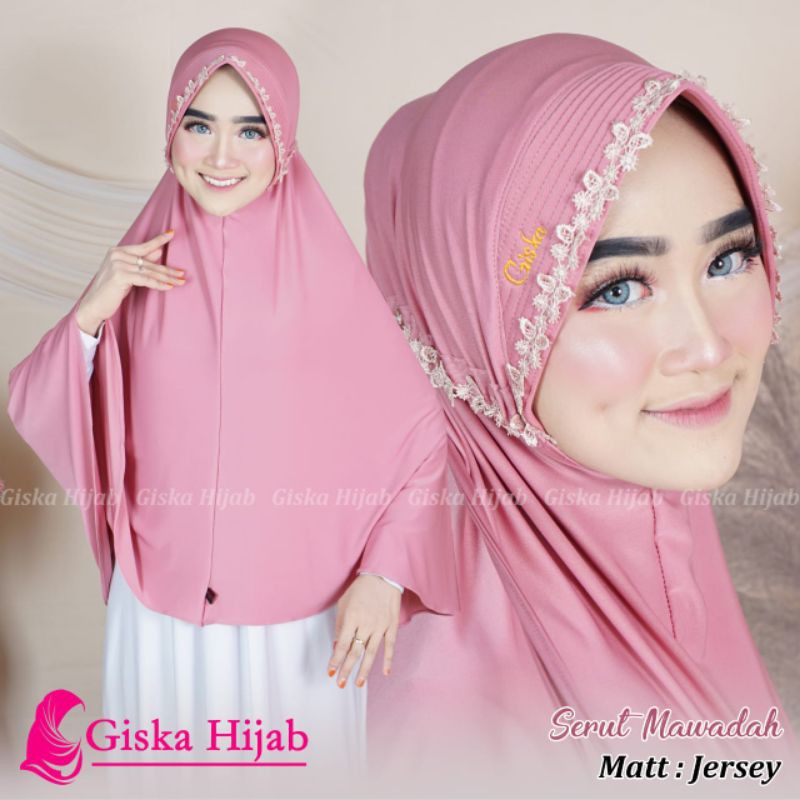 Jilbab Instan Jumbo Serut Renda KupuKupu Hijab Mawadah Jersey HIJAB RENDA JUMBO KRUDUNG JERSEY