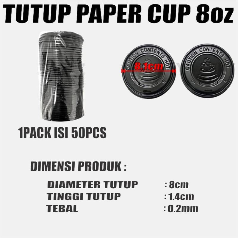 Tutup Paper Cup 4oz 8oz 12oz Tutup 16oz 22oz Per Pack Hanya Tutup Gelas Kertas SBY