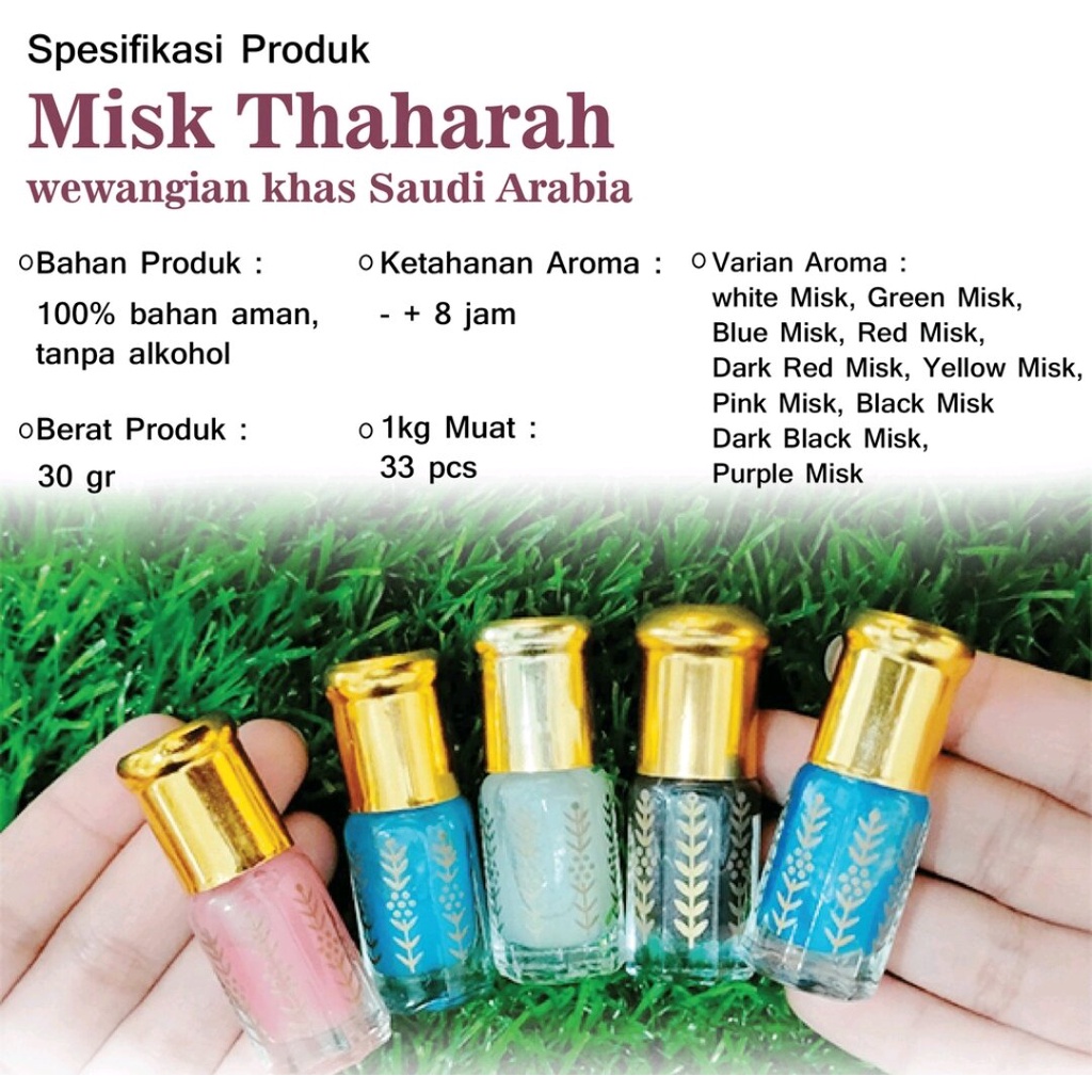 Misk taharah ukuran 6ml minyak wangi badan dan perawatan kewanitaan.10pcs gratis 1