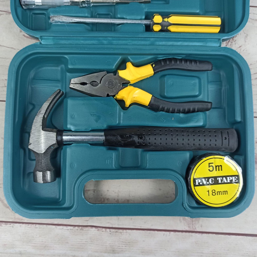 BISA COD Alat Set Perkakas Palu Tang Obeng Kunci Pas Cutter 15 IN 1 - ToolBox Set Alat Tukang Perkakas Repairing Toolkit Toolset