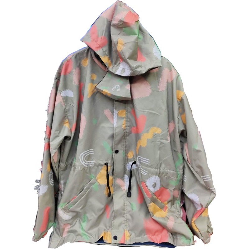 JAKET PARASUT PRINTING WANITA ANTI AIR WATERPROOF free masker OLAHRAGA SEPEDA-Hijau matcha doodle