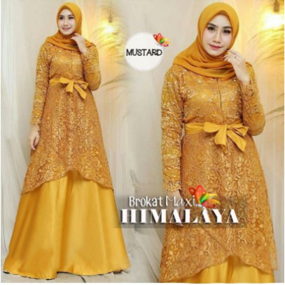 Baju Gamis Wanita Remaja Brukat Mewah Modern Terbaru 2022 Model Kekinian Trendy Edisi Pesta Lebaran 