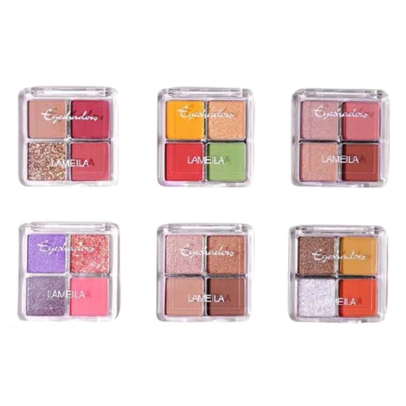 BEAUTY JAYA - Mini Eyeshadow Lameila 4 Warna Pigmented Eyeshadow Korea 4 Color Lameila Eyeshadow Korean Eyeshadow