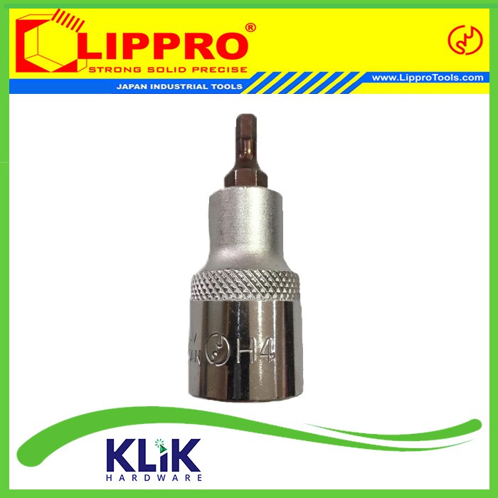 Lippro Mata Socket Hex Bit Kunci L Pendek DR 1/2&quot; x 4 mm