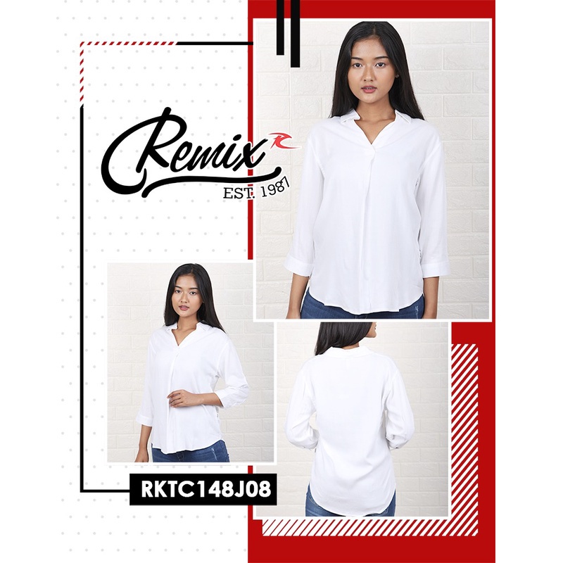 gof REMIX By (CARDINAL) KEMEJA BIG SIZE  POLOS Wanita Lengan Panjang Atasan Pakaian Hem Formal Distro Original