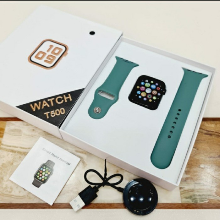 JAM TANGAN SMARTWATCH T500 TALI HIJAU WATCH IWO APLE