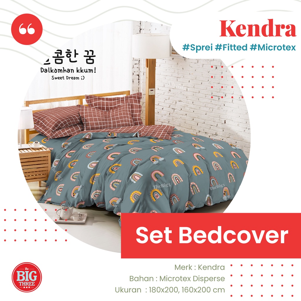 KENDRA Bedcover + Sprei 180x200 / 160x200 motif Arisan Amaris Busan Coffee Love Casablanca Love In Paris Terra Viggo Gangnam London Little Mushroom Amaris Provence  Iris  Little Star  Honeycomb - King 180 BC