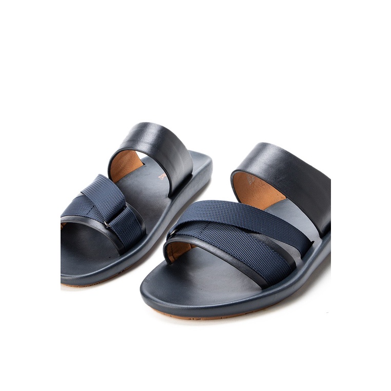 SANDAL CASUAL JIM JOKER PRIA ORIGINAL SLIDE KULIT BIRU NAVY JJ25