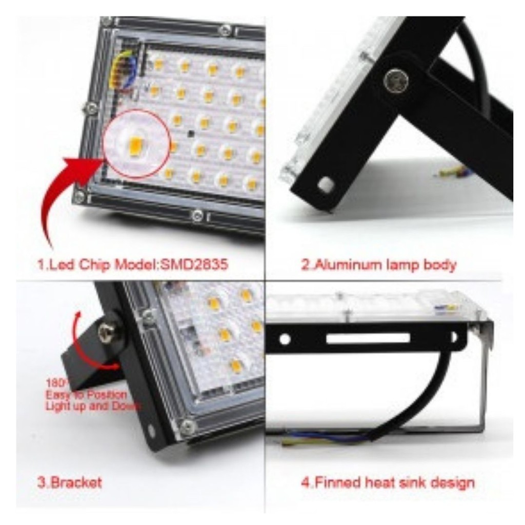 Lampu Sorot Kotak LED Waterproof 4500 Lumens 50 W Terang A8 111107