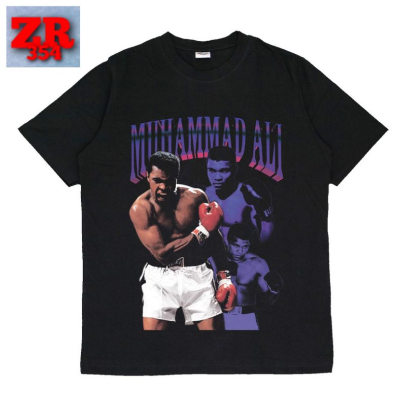 KAOS MUHAMMAD ALI VINTAGE TEE BOOTLEG TEE OVERSIZE LOKAL TEE UNISEX // T-SHIRT MUHAMMAD ALI BLACK //